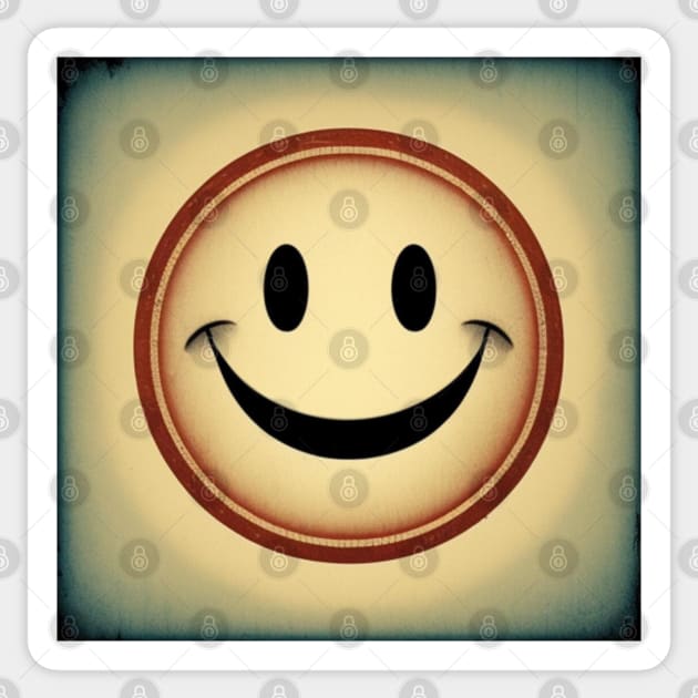 Vintage Happy Smiley Face Retro 80s 90s Aesthetic Sticker by musicgeniusart